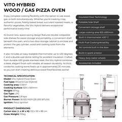 Casa Nostra Vito Hybrid Pizza Oven Specification
