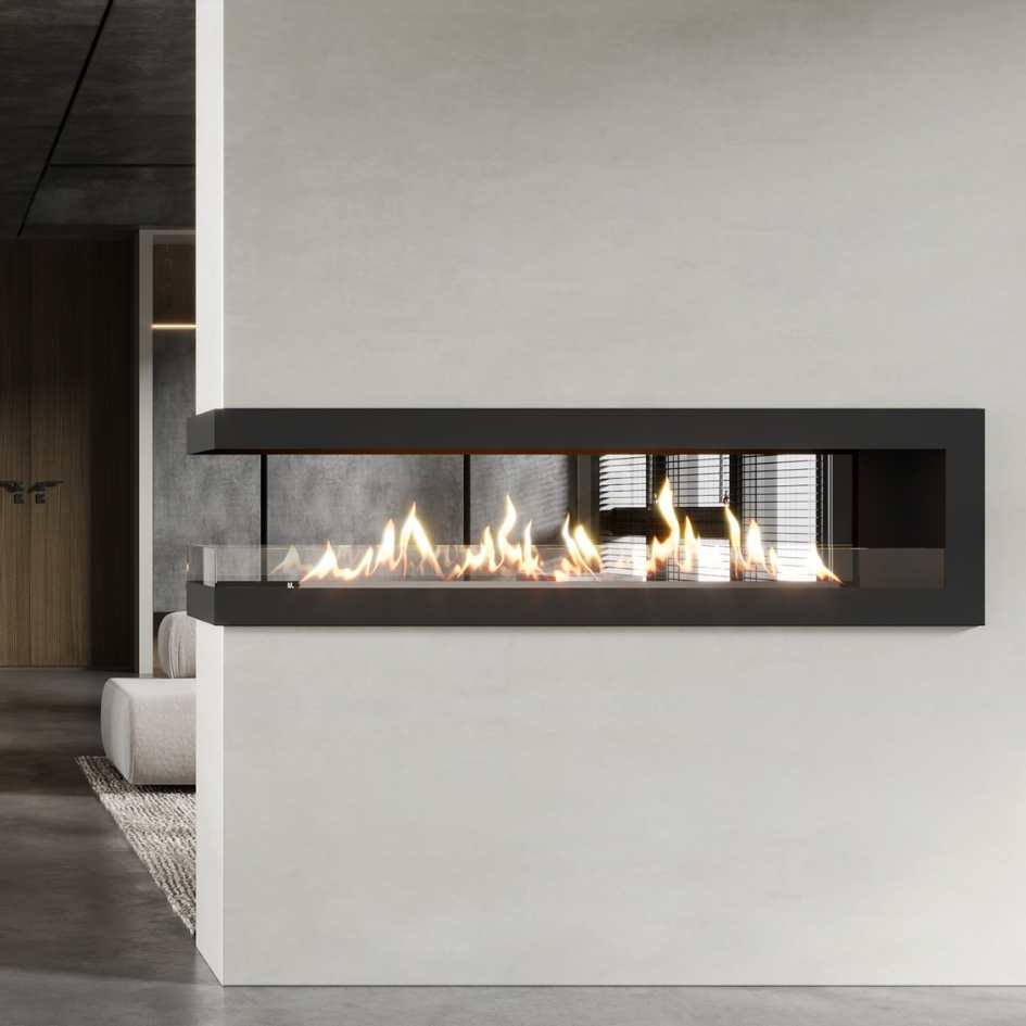 Canto Three, Flueless Gas Fireplace, Black - MultiFire - Fireplace Specialists