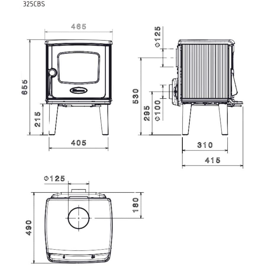 Dovre 325 CBS Freestanding Fireplace Size