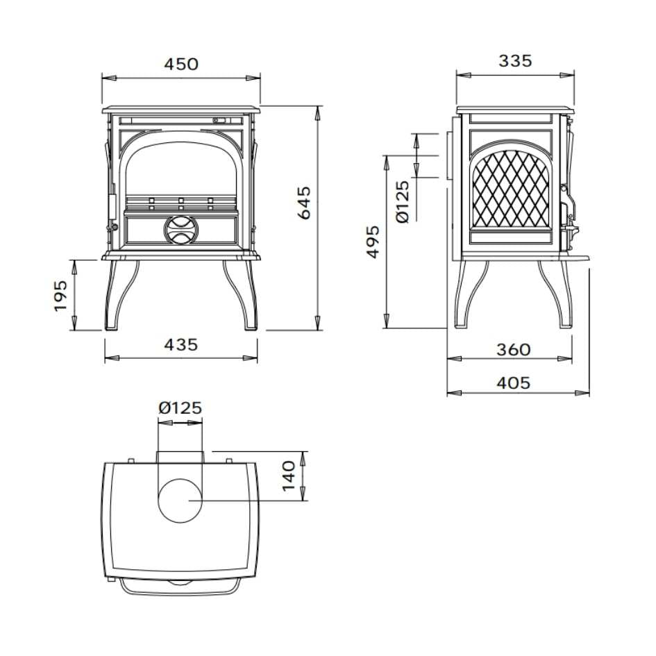 Dovre Classic 250 Freestanding Multi-Fuel Fireplace Specification