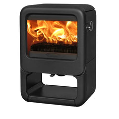 Dovre Rock 350 Fireplace with Wood Base Side view