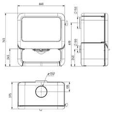 Dovre Rock 500 Fireplace with Wood Base Specification