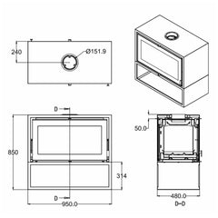 Flamm 950 Double-Sided Fireplace Specification