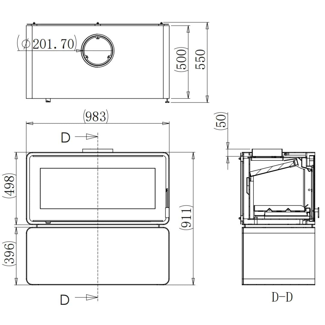 Flamm 985 on Log Base Freestanding Fireplace