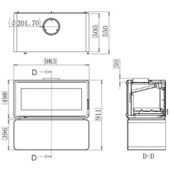 Flamm 985 on Log Base Freestanding Fireplace