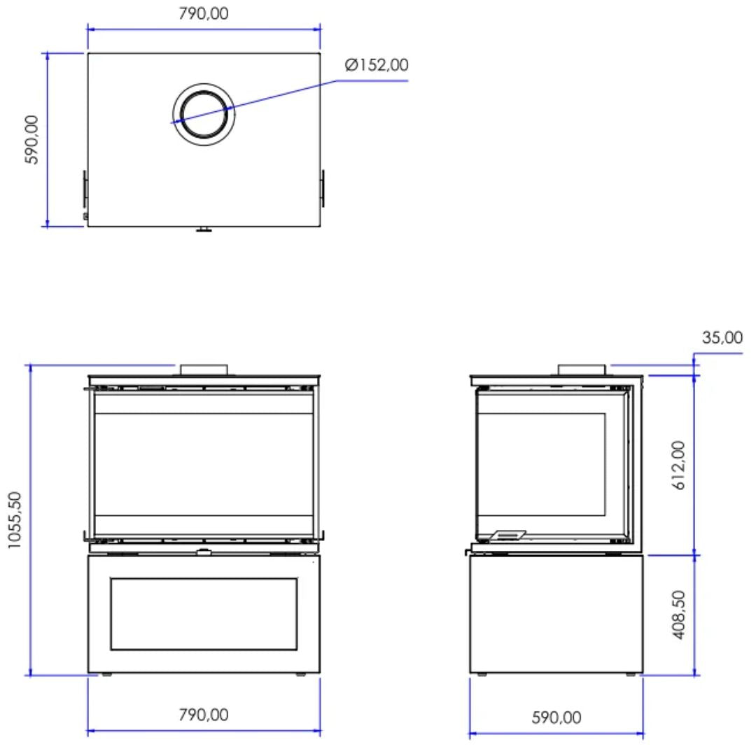 Flamm Peninsula 780 Log Base Freestanding Fireplace