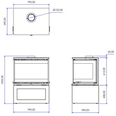 Flamm Peninsula 780 Log Base Freestanding Fireplace
