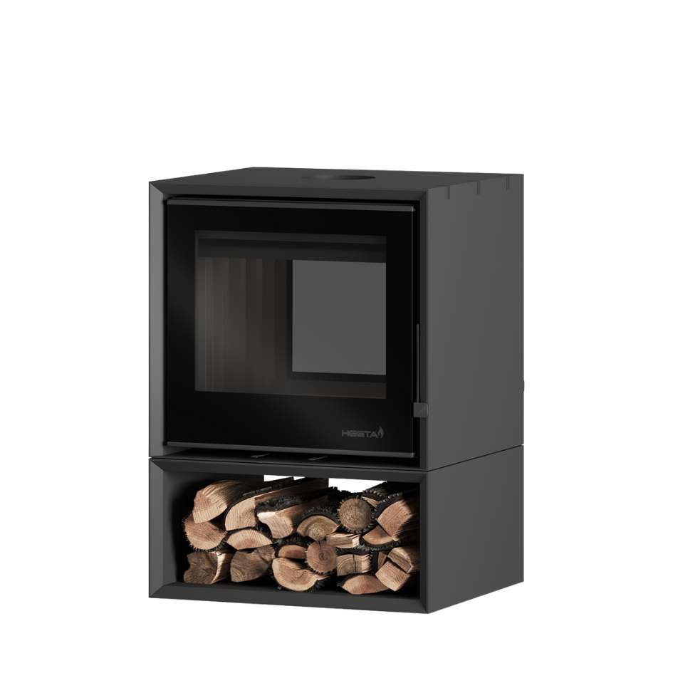 Heeta 600 Double Sided Log Base Bevelled Wood Fireplace