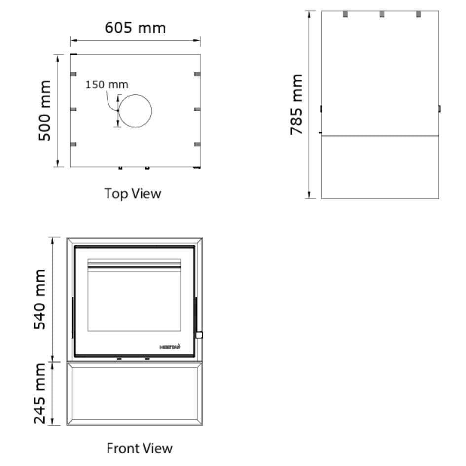 Heeta 600 Double Sided Log Base Bevelled Wood Fireplace