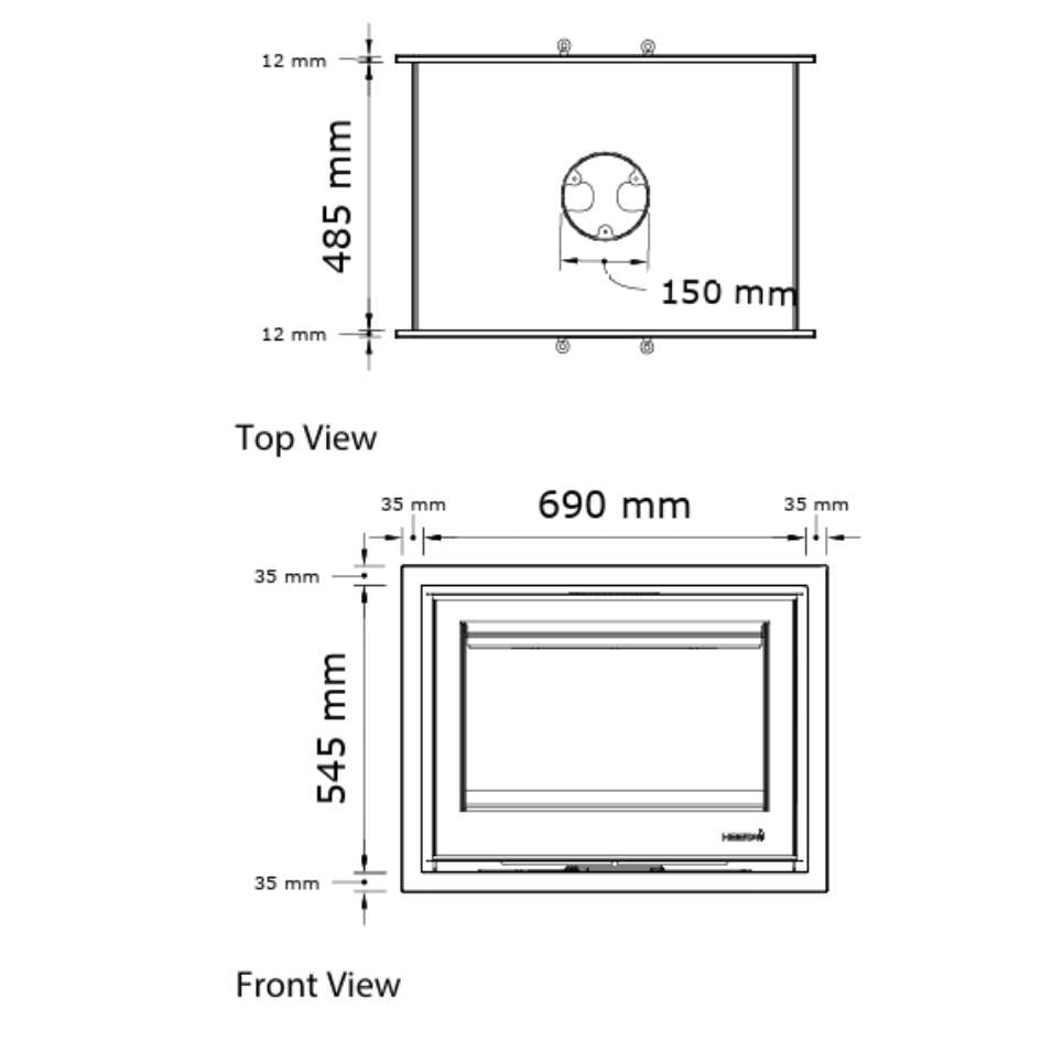 Heeta 700 Double Sided Wood Fireplace Insert