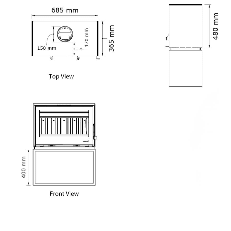 Heeta 700 Oakley Log Base Wood Fireplace