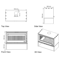 Heeta 950 Log Base Bevel Wood Fireplace