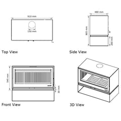 Heeta 950 Oakley Log Base Wood Fireplace