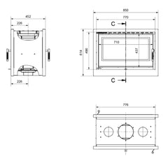 Kratki Arke 80 Tunnel Wood Fireplace Insert Specification Sheet