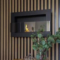 NovaFlame Hanging Biofuel Fireplace 650x400 - Matte Black - Glass