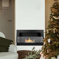NovaFlame Hanging Biofuel Fireplace 650x400 - Matte Black - Glass