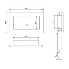NovaFlame Hanging Biofuel Fireplace 650x400 - Matte Black - No Glass