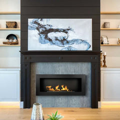 NovaFlame Slimline Hanging Biofuel Fireplace 900x400 - Black - No Glass