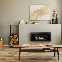 NovaFlame Slimline Hanging Biofuel Fireplace 900x400 - Black - No Glass