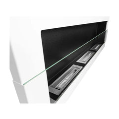 NovaFlame Wall Mount Biofuel Fireplace 1200x400 - Gloss White - Glass