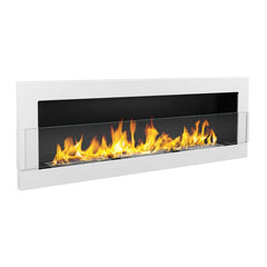 NovaFlame Wall Mount Biofuel Fireplace 1200x400 - Gloss White - Glass