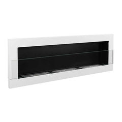 NovaFlame Wall Mount Biofuel Fireplace 1200x400 - Gloss White - Glass