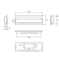 NovaFlame Wall Mount Biofuel Fireplace 1200x400 - Gloss White - Glass