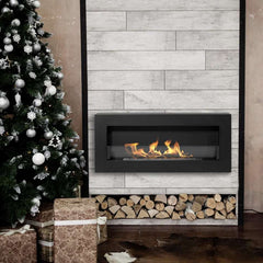 NovaFlame Wall Mount Biofuel Fireplace 900x400 - Black - Glass