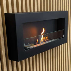 NovaFlame Wall Mount Biofuel Fireplace 900x400 - Black - Glass