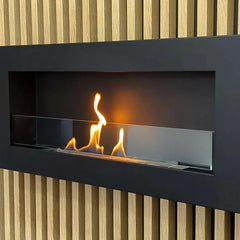 NovaFlame Wall Mount Biofuel Fireplace 900x400 - Black - Glass