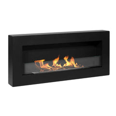 NovaFlame Wall Mount Biofuel Fireplace 900x400 - Black - Glass