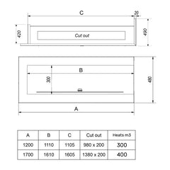 Canto Two Flueless Gas Fireplace Black - Gas Fireplace