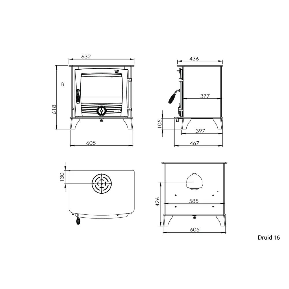 Henley Druid Fireplace 16kW - Freestanding Fireplaces