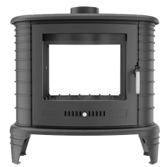 Glass - Wood, Cast IroKratki K8T - Double Sided n, Freestanding Fireplace - front