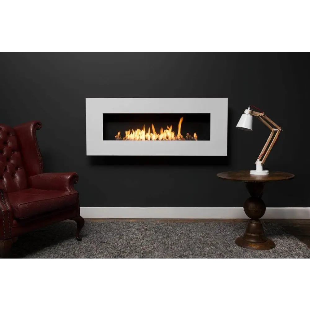 Wall Mounted Bio Fuel Fireplace, Built-In, White Frame - MultiFire - Fireplace Specialists