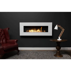 Wall Mounted Bio Fuel Fireplace, Built-In, White Frame - MultiFire - Fireplace Specialists