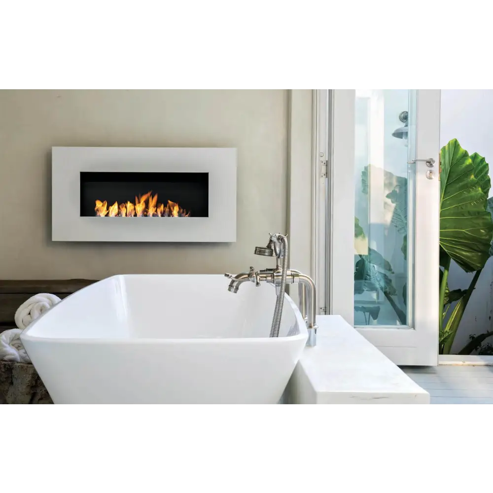 Wall Mounted Bio Fuel Fireplace, Built-In, White Frame - MultiFire - Fireplace Specialists