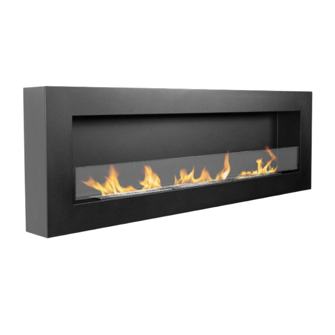NovaFlame Wall Mount Box Biofuel Fireplace 1200x400 - Black - Glass