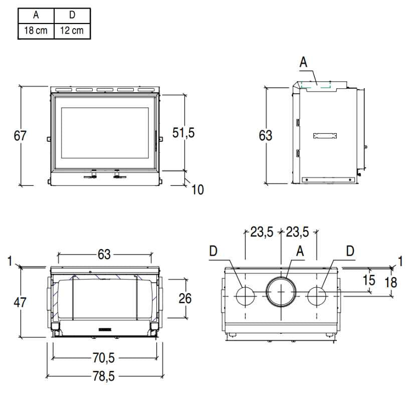 Piazzetta MC70/51 Wood Fireplace Spec
