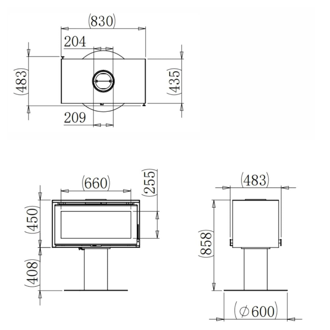 Flamm B4 Double-Sided Freestanding Fireplace