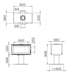 Flamm B4 Double-Sided Freestanding Fireplace