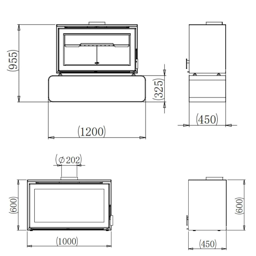 Flamm I 1000 on Log Base Freestanding Fireplace