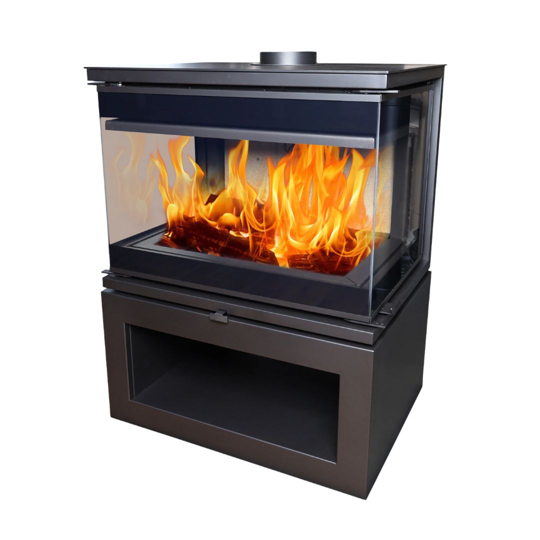 Flamm Peninsula 780 Log Base Freestanding Fireplace
