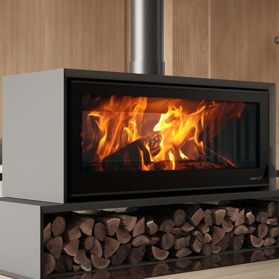 Heeta 1200 Double Sided Bevel Wood Fireplace