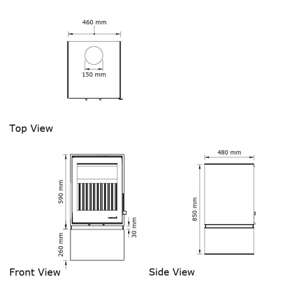 Heeta 500 Oakley Log Base Wood Fireplace