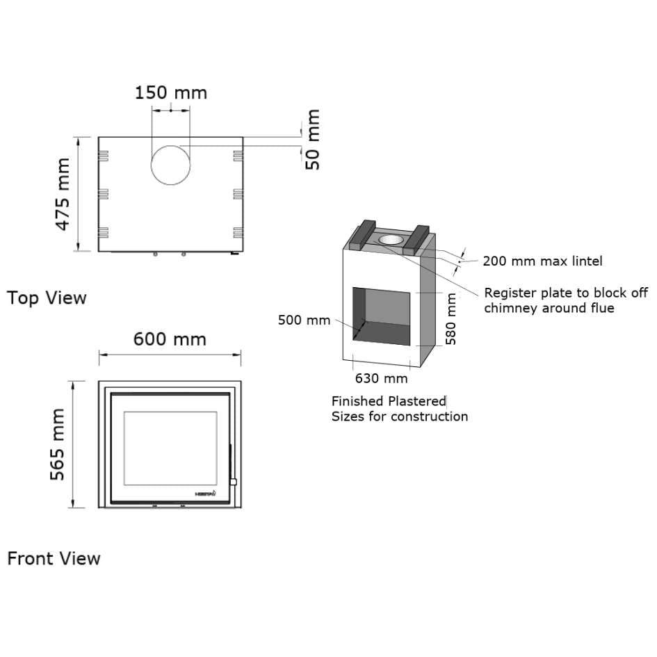 Heeta 600 Wood Fireplace Insert