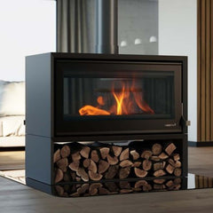 Heeta 950 Double Sided Log Base Bevelled Wood Fireplace