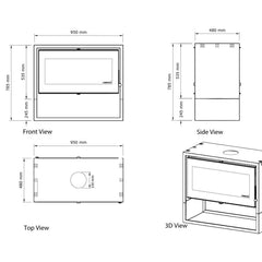 Heeta 950 Double Sided Log Base Bevelled Wood Fireplace