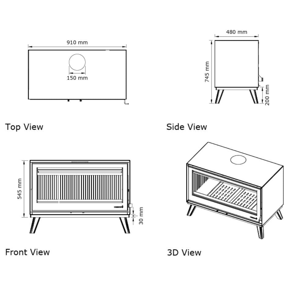 Heeta 950 Oakley Wood Fireplace