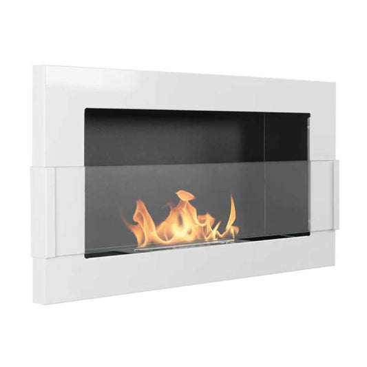 NovaFlame Hanging Biofuel Fireplace 650x400 - White Gloss - Glass